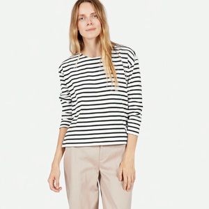 Everlane Breton 3/4 Sleeve Cotton Top Heavyweight